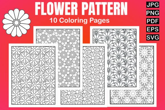10 Flower Pattern Coloring Pages