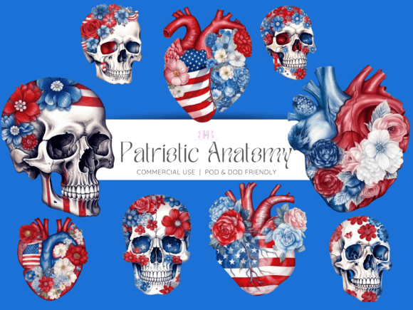4th of July Anatomy Sublimation Clipart