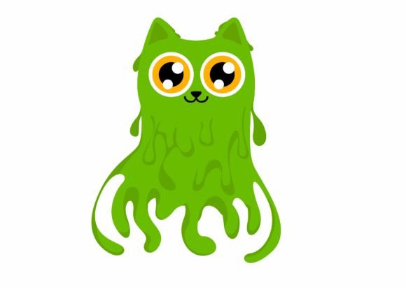 Cute Green Slime Cat SVG: Halloween Charm, Embroidery Reality