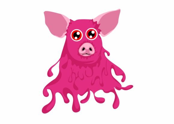 Cute Pink Slime Pig SVG: Halloween Charm, Embroidery Reality