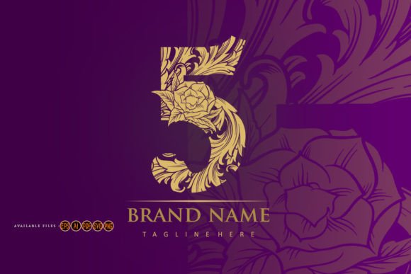 Engraved Monogram Number 5 with Vintage