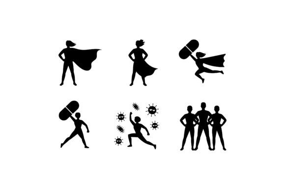 Medical Superhero Virus Fight Silhouette