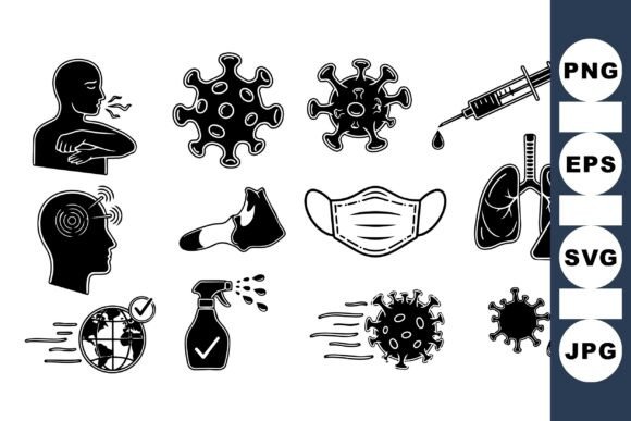 Medical Virus Vector Icons Set