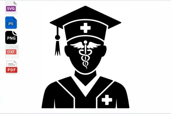 Nurse Graduation Cap Caduceus SVG