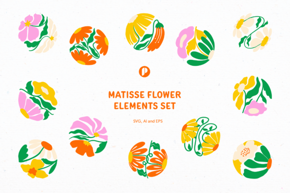Rounded Pop-Up Matisse Flower Elements