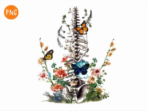 Spine Flowers PNG: Rose Spine & Bones